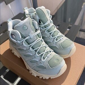 Merrell Womens MOAB 3 MID WP Waterproof Hiking Boots Shoes - Sage Green